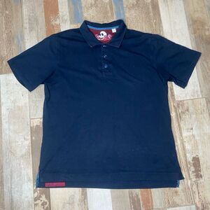 Robert Graham Men's L Skull Trim Short Sleeve Polo Shirt Navy